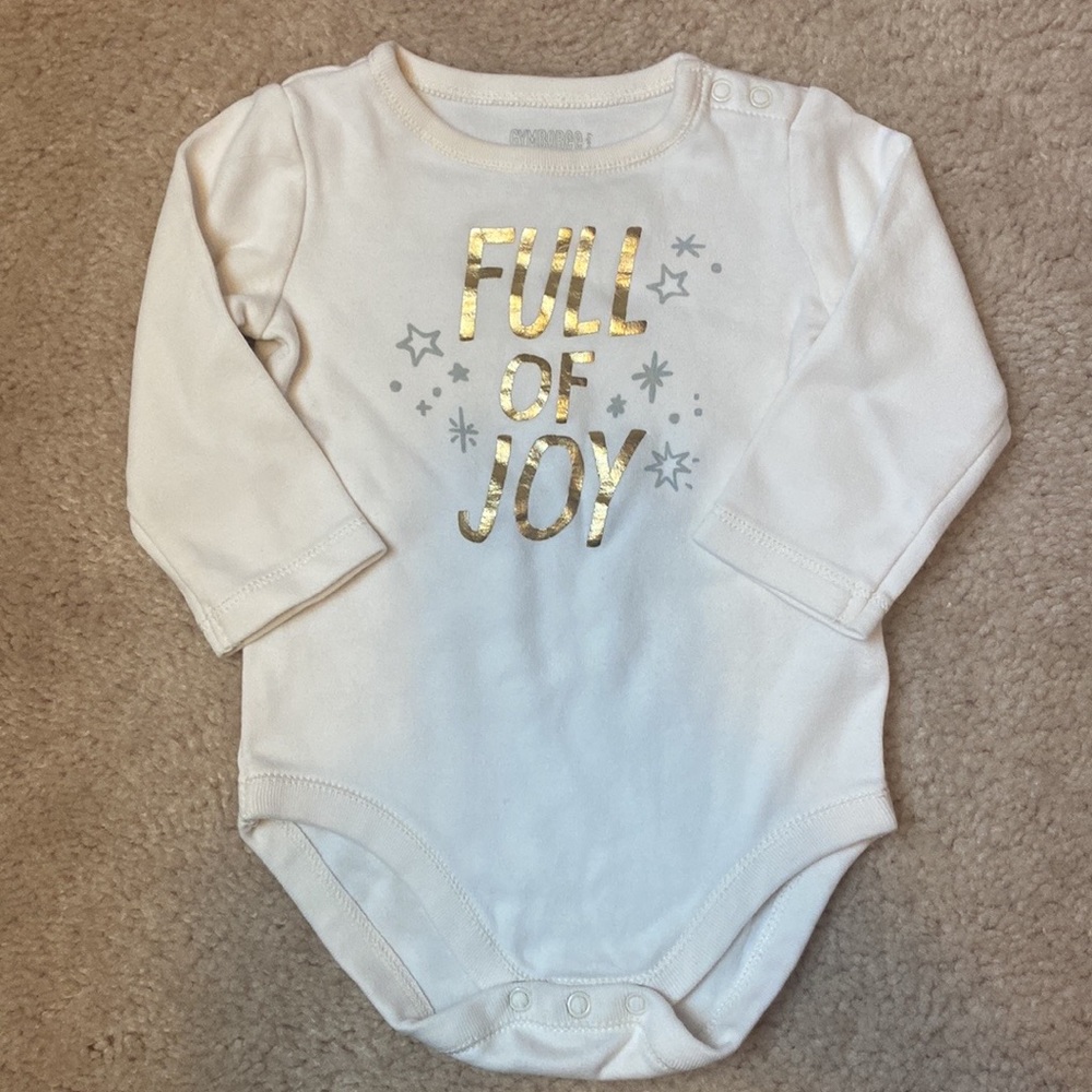 VGUC Gymboree “Full of Joy” Off-White Onesie